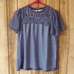 Loft Geo Shirred Yoke Top Size XS
